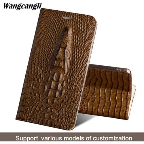 Crocodile head clamshell for Samsung galaxy s8 case full hand-made cowhide phone protection case for samsung phone cover