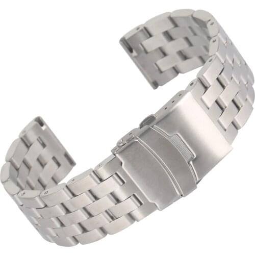 Full Stainless Steel 20mm 22mm Watch Strap Silver Watchband Premium Watches Bracelet Folding Clasp with Safety horloge bandjes