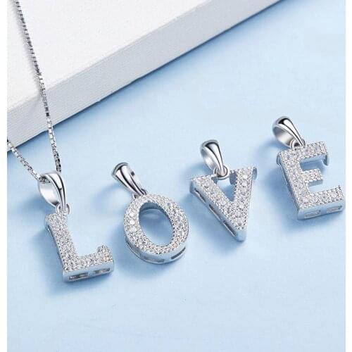 Hip Hop A-Z Custom Name Letters Necklaces for Women Mens Solid Silver-Plated 26 Letter ABC Words Jewelry Family Name