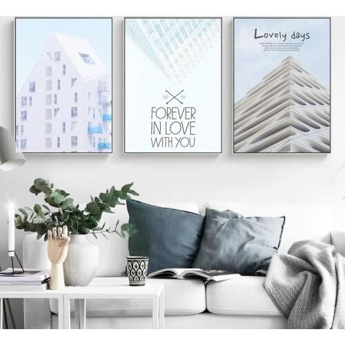 Nordic Modern Home Decor Canvas Painting Wall Art Print Building Letter Life Picture for Bedroom Living Room Decor Poster