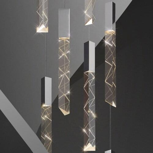 LED K9 Crystal Chrome Double Staircase Chandelier Simple Living Room Hotel Ceiling Chandelier Modern Loft Luxury Chandelier