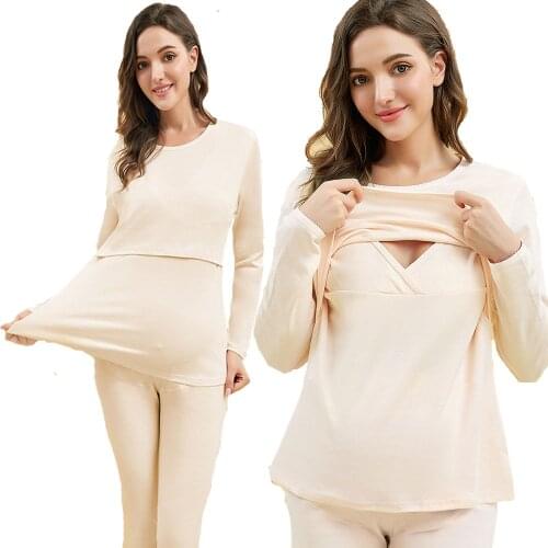 Maternity Women Nursing Top Breastfeeding Sleepwear Pajamas Innerwear Cotton Breathable T-Shirt Pregnancy Mujer