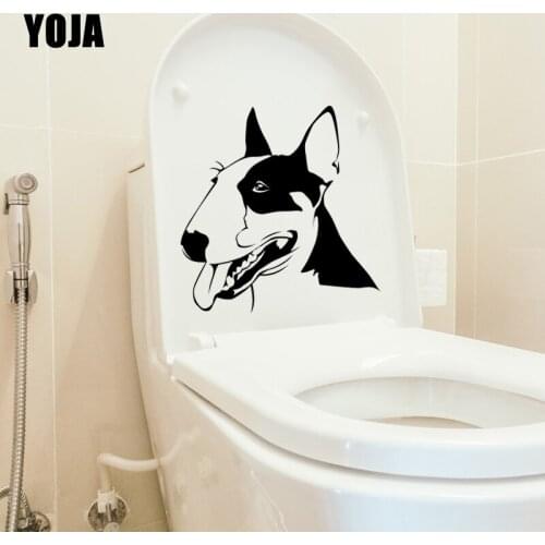 YOJA 22.4X23.2CM Bull Terrier Dog Pets Animals Wall Decal Toilet Sticker Bedroom Home Decor T5-1443