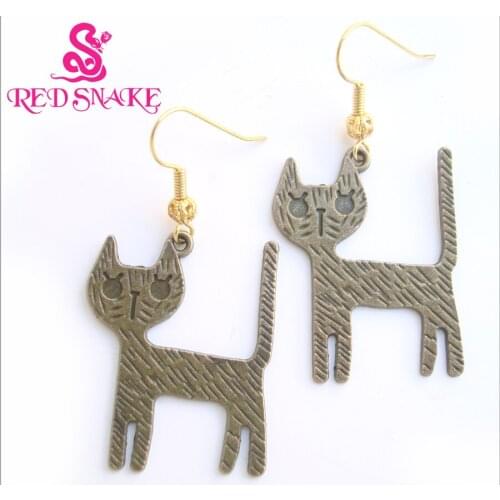 RED SNAKE Retro color Lovely Cat Earrings for Women