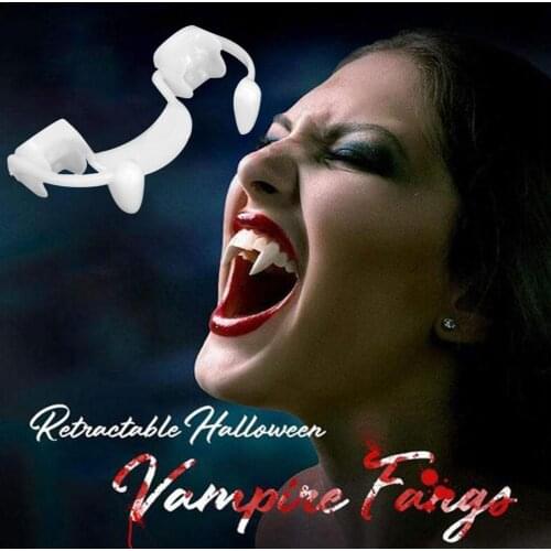 1pc Halloween Decoration Toys Vampire Teeth Fangs Bloody Retractable Teeth Horror Vampire Party Activities DIY Toys