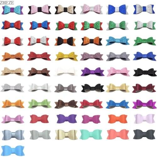 10Pcs/Lot 3" Glitter Bow With/Without Clips Hair Accessories Leather Synthetic Toddlers Children Barrettes