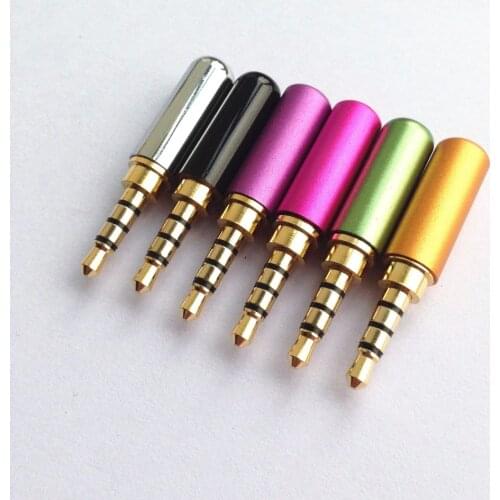 10pcs Copper Gold Plated 1/8" 3.5mm Male Mini Jack Plug soldering 4 pole plug Repair Headphone Cable Solder