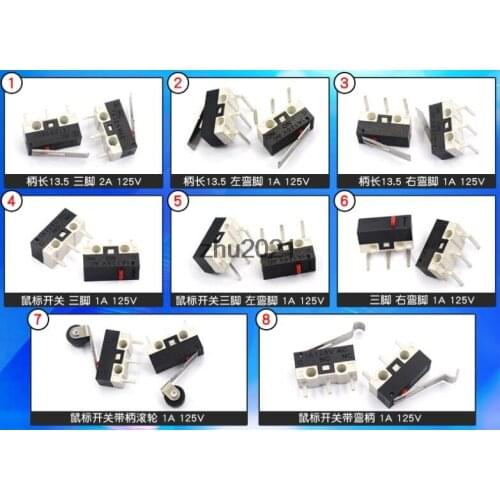 10Pcs SPDT 1NO 1NC Snap Action Micro Limit Switch Roller Arm Subminiature