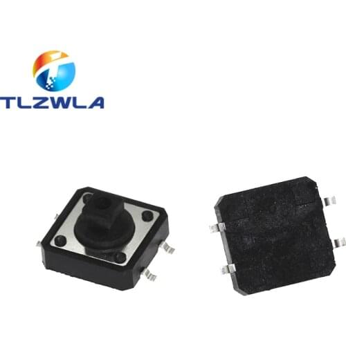 100pcs 12*12*7.3 Light touch switch SMD Micro switch 12x12x7.3mm 4pins Push button switch High temperature resistant