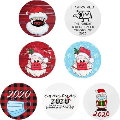3PCS Christmas Window Sticker Personalized Surviving Family Round Glass Sticker 2021 New Year Merry Christmas Decorative Decal