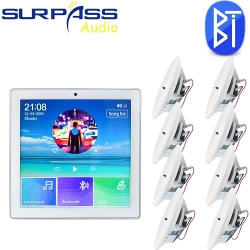 4 Inch 20w Touch Screen Bluetooth Sound Amplifier Board Mini Size HiFi Stereo Preamplifier Ceiling Speaker Kit Home Audio System