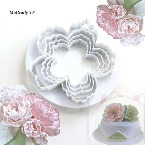 4Pcs/Set Peony Flower Shape Cake Mold Durable Fondant Embosser Cake Cutter Mold Fandont Baking Cake Decorating Tools Cake Tools