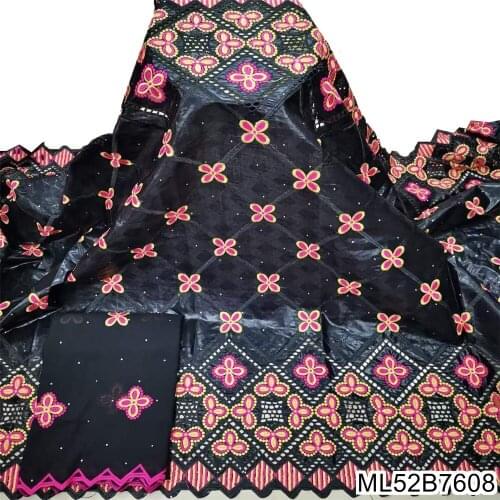 African Bazin Riche Cotton Lace Fabric 2021 High Quality Swiss voile Cotton French Net Embroidery Lace Fabrics 5 +2yards ML52B76