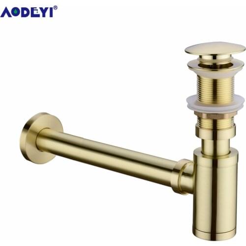 AODEYI Brass Basin Waste Drain Stopper Bathroom 1 1/4 Slotted Unslotted Pop-Up-Drain P-Trap with without Overflow