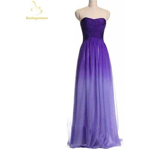Bealegantom 2021 New Stock Cheap Gradient Chiffon Prom Dresses Beaded Ombre Formal Evening Party Gowns Vestido Longo QA1518