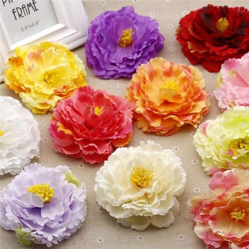 Large 12cm Artificial Peony Flower Head DIY Handmade Baby Girl Hairclip Accessories Wedding Bridal Wreath Corsage Fake Flowers