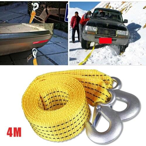 4M Heavy Duty 5 Ton Car Tow Cable Towing Pull Rope Strap Hooks Van Road Recovery for Audi Benz Buick Skoda Mazda Ford Toyota BMW