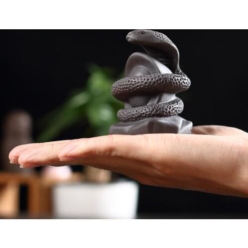 Black Tea Pet Snake Statue Yixing Chinese Kung Fu Tea Set Accessories Boutique Decoration Crafts Luck Decor Statue Birthday Gift