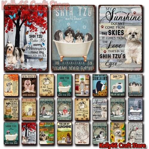 [ Kelly66 ] Pet Shih Tzu Bath Shap Dog You Are My Sunshine Art Tin Metal Sign Home Pub Bar Decor Painting 20*30 CM Size Dy227