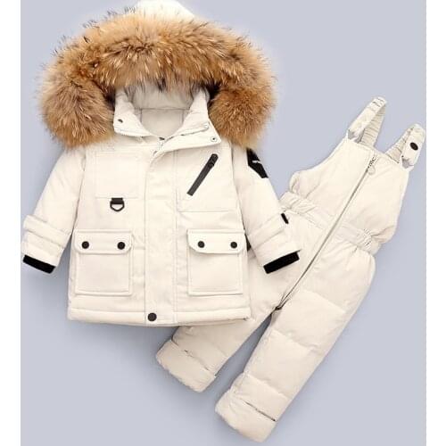 2021 Winter down jacket Jumpsuit Baby Boy Girl Clothes children Clothing Set 2pcs Toddler Thick warm Overalls Snowsuit 1-5 years