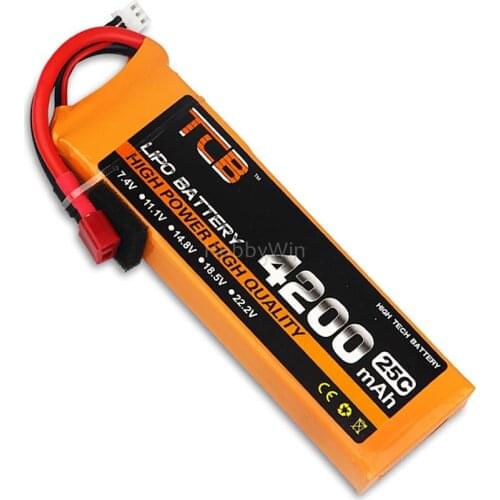 7.4V 2S 4200mAh 25C LiPO Battery T-plug for RC Model Airplane Warbird Helicopter FPV Drone
