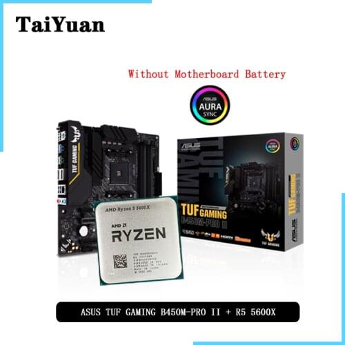 AMD Ryzen 5 5600X R5 5600X CPU + ASUS TUF GAMING B450M-PRO II Motherboard Suit Socket AM4 All new but without cooler