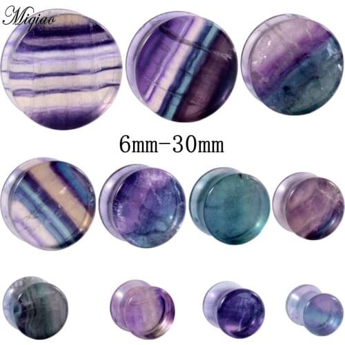 Miqiao 2pcs New Color Fluorite Ear Pinna Practice Stone Waist Drum Ear Expander Phantom Color Piercing Ear Expander Earrings