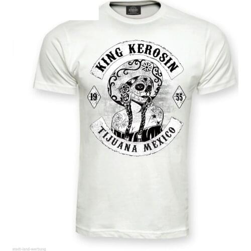 Men 2019 Funny Cotton Top Tees Short Sleeve T-Shirt Tijuana Mexico Sugar Skull Vintage Pinup 1955 Rockabilly V8Cotton T Shirt