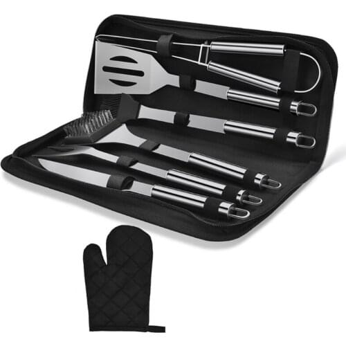 K3NA 7 Pieces of Barbecue Accessories Tool Kit, Stainless Steel Grill Kit, Oxford Cloth Cover, Barbecue Set, Barbecue Kit for