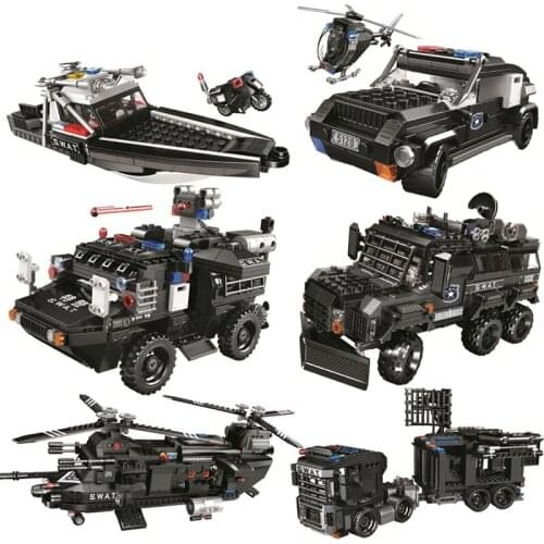 Special forces team City police Station SWAT kits model building blocks bricks bus truck arrest helicopters military vehicle car