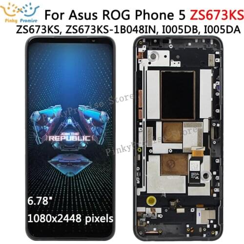 Original 6.78" For Asus ROG Phone 5 ZS673KS LCD Display Touch Screen Digitizer Assembly For Asus ZS673KS I005DA LCD Display