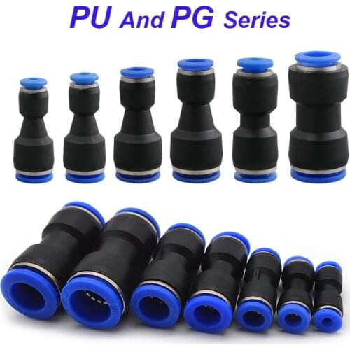Pu Pneumatic Fittings Plastic Connector PG 4mm 6mm 8mm 10/12/14mm 16mmAir water Hose Tube Push in Straight Gas Quick Connectors