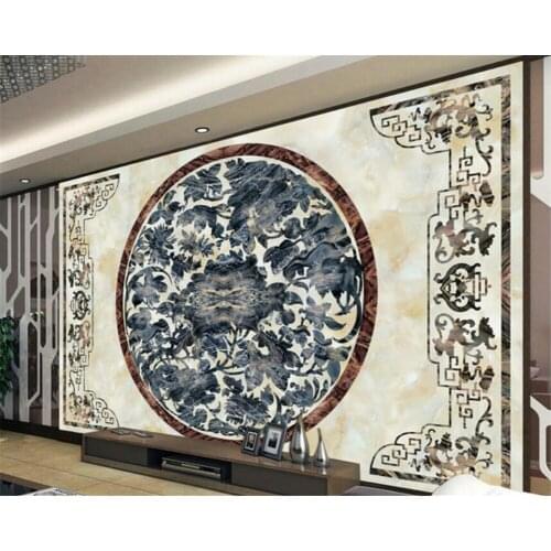 Custom wallpaper 3D marble jade relief TV background wall European style stone parquet living room bedroom decoration painting
