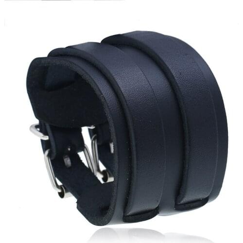 Modyle 2021 New Fashion Wide Genuine Leather Charm Wedding Bracelets Bangles Braided Punk Rock Bangles Jewelry Accessories