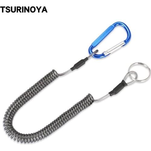 TSURINOYA 2pcs Fishing Steel Line Prevent Rod Drop Lose Elastic Rope Elastic Lanyards Fishing Tool