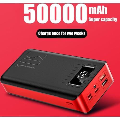 50000mAh Power Bank Outdoor Fishing TypeC Micro USB QC Fast Charging Powerbank LED Display Portable External Battery Charger