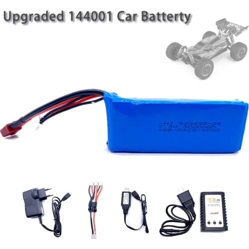 Wltoys 144001 Car 2s 7.4V 3000mAh Upgraded Lipo Battery T Plug For Wltoys 1/14 144001 RC Car Boat Lipo Battery Parts Upgraded
