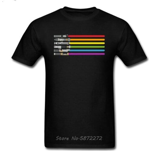 Lightsaber Rainbow Sword Funny Man T Shirt Men O-Neck Cotton Custom TShirt Summer Sweatshirts Funny Tees Tops Harajuku