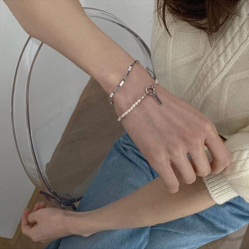 Korean Pearl Block Hand-decorated Pure Silver Honey Bracelet Female Ins Niche Design 2021 New Beads Jewelry