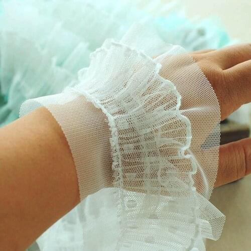 1M Pleated Tulle Dot Lace Fabric Material 9cm Embellishments Guipure Lace Trim Fabric Sewing Trimmings And Craft Supplies QY28