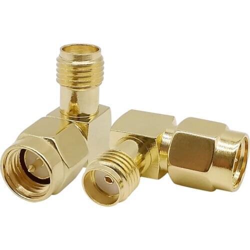 1Pcs SMA Male Plug to SMA Female Jack Right Angle 90 Degree RF Coax Adapter L Shape SMA Type Coaxial Connector for WIFI Antennas