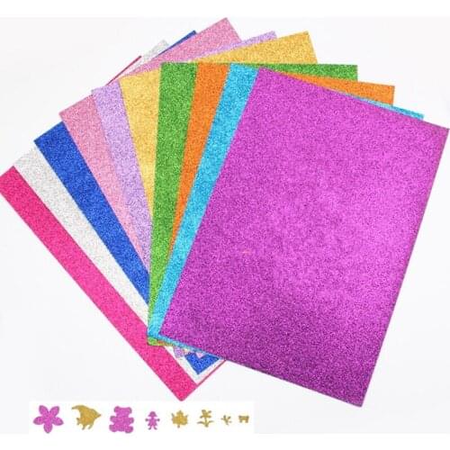 10pcs A4 Mixed Color Sparkling Stickers Shiny Sticker Paper DIY Card Kids Education Scrapbook Card Glitter Gold Powder Paper