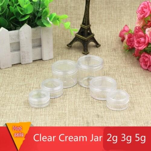100pcs 2g 3g 5g Plastic Cream Jar Empty Cosmetic Container, Clear Bottle With Lid Round Jars Small Clear Vials Botella Jar
