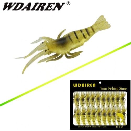 20pcs/lot shrimp Soft Fishing Lure 45mm 1.2g Silicone Creature Lure For Fishing Soft Bait Shrimp Bass Bait Peche Fishing Gear