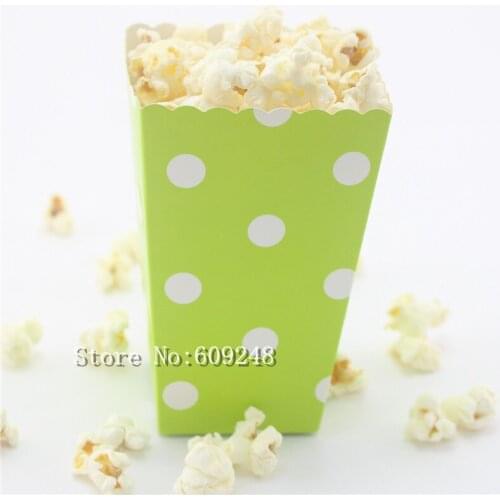 24pcs White Polka Dot Lime Green Paper Popcorn Boxes,Party Favor Boxes,Dessert Candy Snack Treat Cups,Birthday Shower Wedding