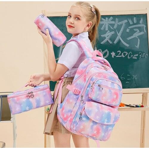 3pcs Girls School Bags Children Primary School Backpack Satchel Kids Book Bag Princess Schoolbag with Lunch Box and Pencil Case