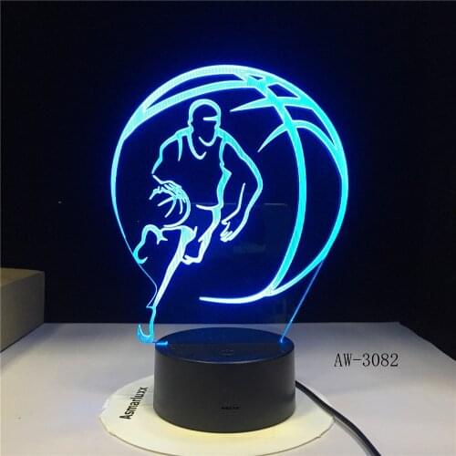 3D Basketball Sport Home Decoration LED illusion Touch 7 Color Change Lamp Bedroom Night Light Best Child Boys Man Gift AW-3082