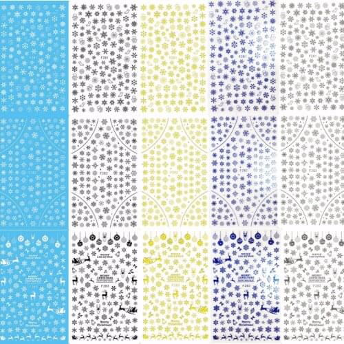 4 sheets beauty Christmas snowflake thin adhesive Nail Art decorations Stickers decals manicure DIY supplies tools F281-284