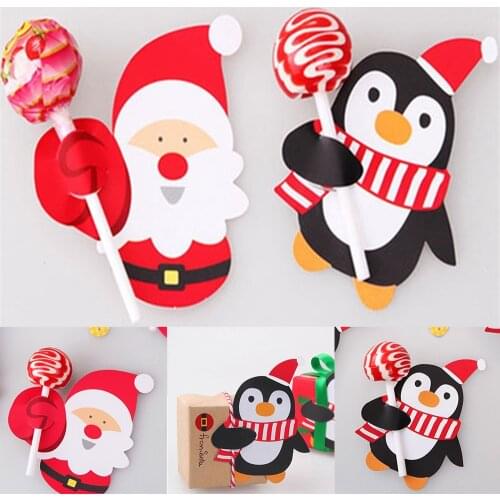 50Pcs Christmas Paper Chocolate Lollipop Sticks Cake Pops Xmas Decor Party School Supplies Stationery Christmas Stickers Gifts