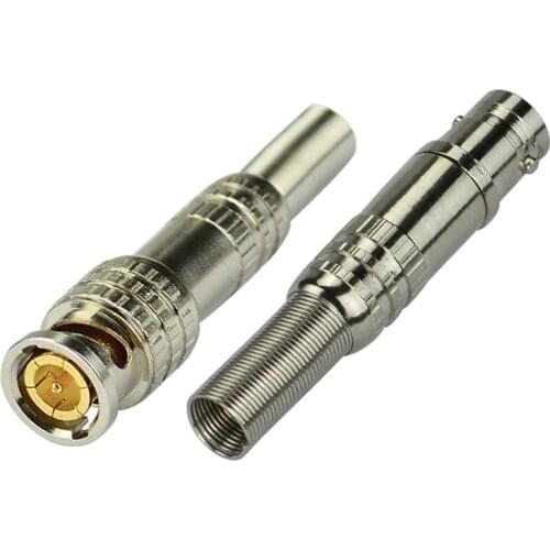 50 pcs / lot BNC Male Femle Connector Plug to RG59 RG-59 Coax Cable Coupler Adapter Screw On for CCTV System